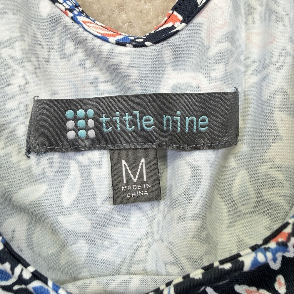 Title Nine Diamalete Sleeveless Dress Womens M Blue Floral Athletic Coastal - Picture 8 of 11